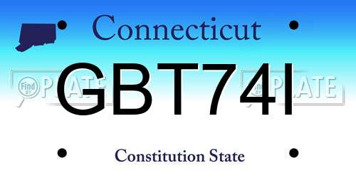 GBT74I Connecticut License Plate