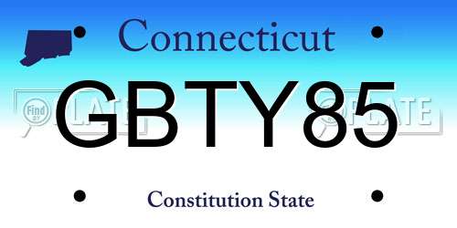 GBTY85 Connecticut License Plate