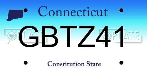 GBTZ41 Connecticut License Plate