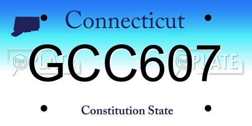 GCC607 Connecticut License Plate