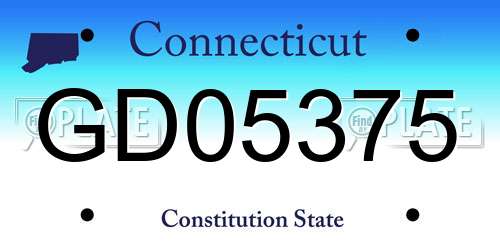 GD05375 Connecticut License Plate
