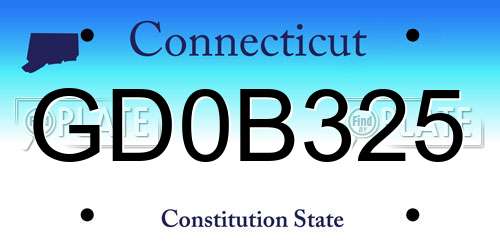 GD0B325 Connecticut License Plate