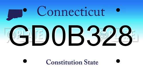 GD0B328 Connecticut License Plate