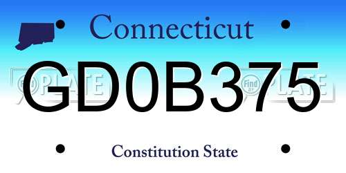 GD0B375 Connecticut License Plate