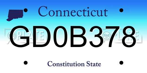 GD0B378 Connecticut License Plate