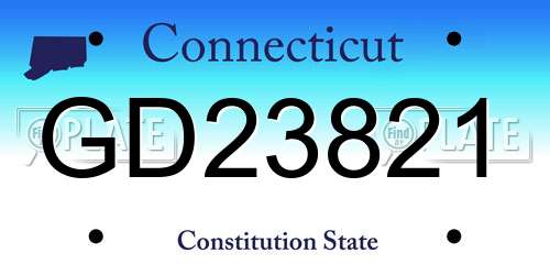 GD23821 Connecticut License Plate