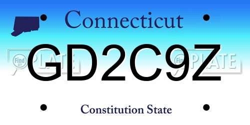 GD2C9Z Connecticut License Plate