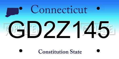 GD2Z145 Connecticut License Plate