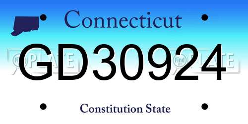 GD30924 Connecticut License Plate