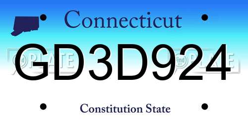GD3D924 Connecticut License Plate