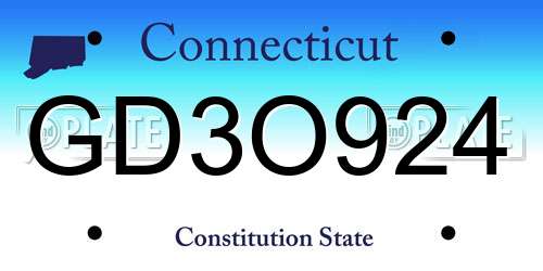 GD3O924 Connecticut License Plate