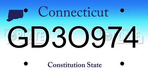 GD3O974 Connecticut License Plate