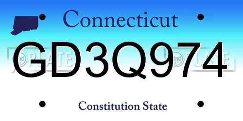 GD3Q974 Connecticut License Plate
