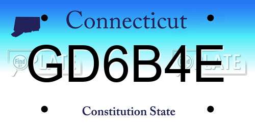 GD6B4E Connecticut License Plate