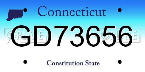GD73656 Connecticut License Plate