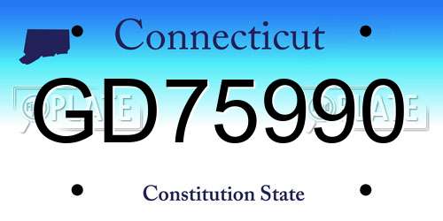 GD75990 Connecticut License Plate