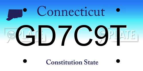 GD7C9T Connecticut License Plate