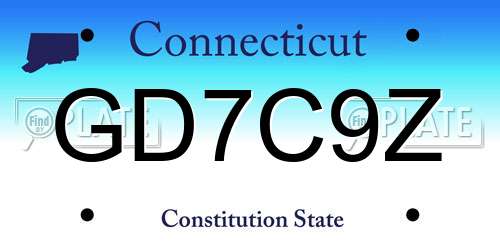 GD7C9Z Connecticut License Plate