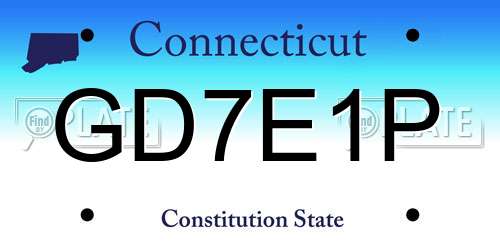 GD7E1P Connecticut License Plate