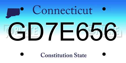 GD7E656 Connecticut License Plate