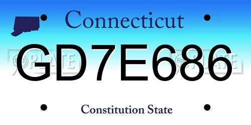 GD7E686 Connecticut License Plate