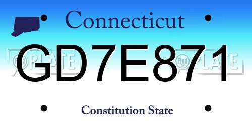 GD7E871 Connecticut License Plate