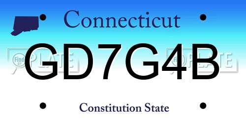 GD7G4B Connecticut License Plate