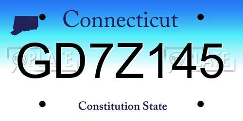 GD7Z145 Connecticut License Plate