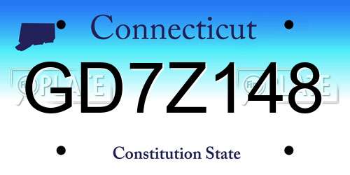 GD7Z148 Connecticut License Plate