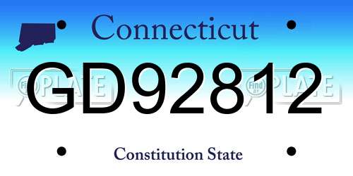 GD92812 Connecticut License Plate