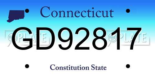 GD92817 Connecticut License Plate
