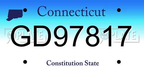 GD97817 Connecticut License Plate