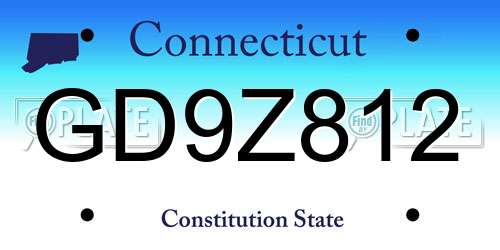 GD9Z812 Connecticut License Plate