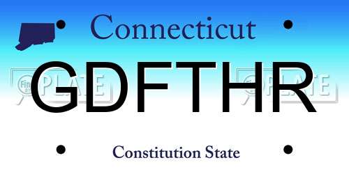 GDFTHR Connecticut License Plate