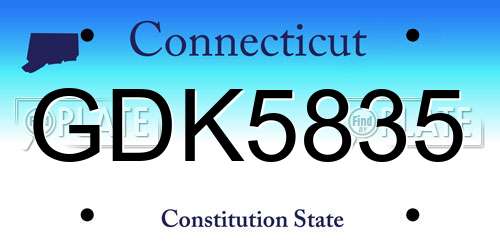 GDK5835 Connecticut License Plate