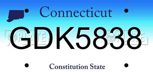 GDK5838 Connecticut License Plate
