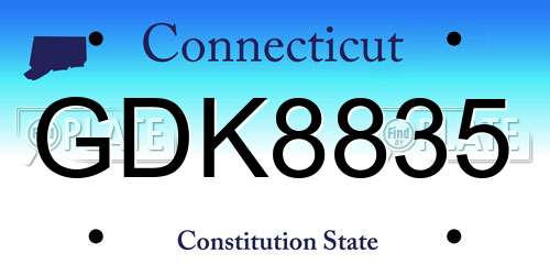 GDK8835 Connecticut License Plate