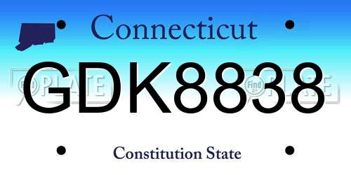 GDK8838 Connecticut License Plate