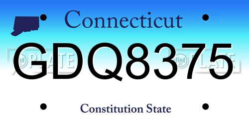 GDQ8375 Connecticut License Plate