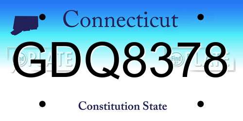 GDQ8378 Connecticut License Plate