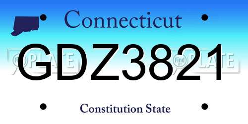 GDZ3821 Connecticut License Plate