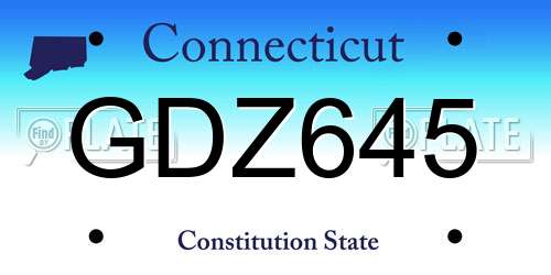 GDZ645 Connecticut License Plate