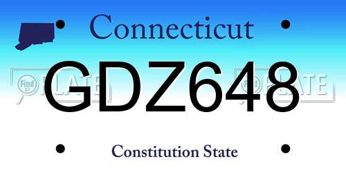 GDZ648 Connecticut License Plate