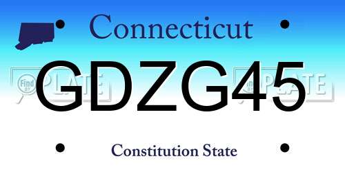 GDZG45 Connecticut License Plate