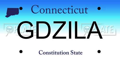 GDZILA Connecticut License Plate
