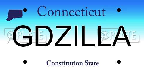 GDZILLA Connecticut License Plate