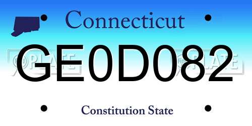 GE0D082 Connecticut License Plate