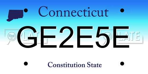 GE2E5E Connecticut License Plate