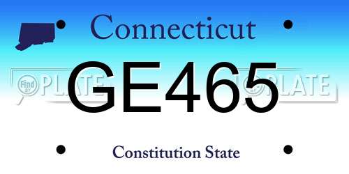 GE465 Connecticut License Plate