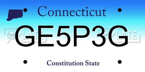GE5P3G Connecticut License Plate